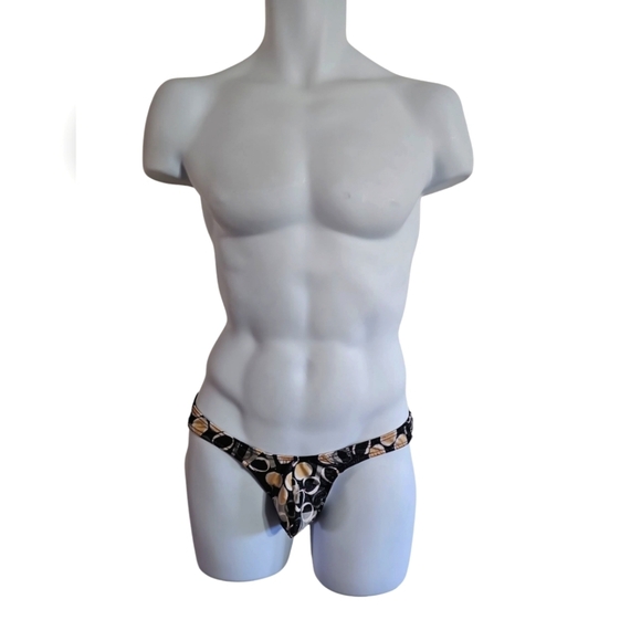 NDS Wear Mens Large Black Brown Sparkle Brief Retro Pattern Soft Underwear NWT - Picture 2 of 5